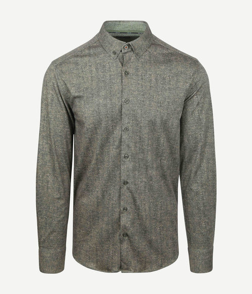 State of Art overhemd jersey herringbone groen | Regular-fit