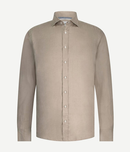 State of Art overhemd linnen bruin | Regular-fit
