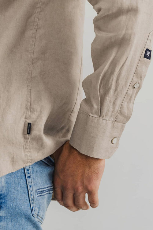 State of Art overhemd linnen bruin | Regular-fit