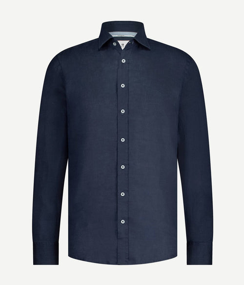 State of Art overhemd linnen donkerblauw | Regular-fit