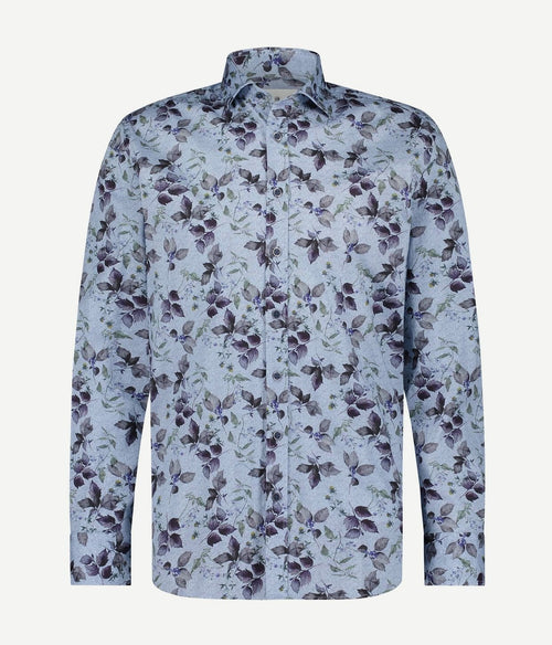 State of Art overhemd planten blauw | Regular-fit