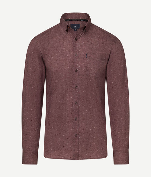 State of Art overhemd print burgundy | Regular-fit