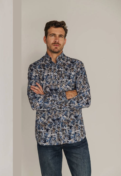 State of Art overhemd print multicolour blauw | Regular-fit