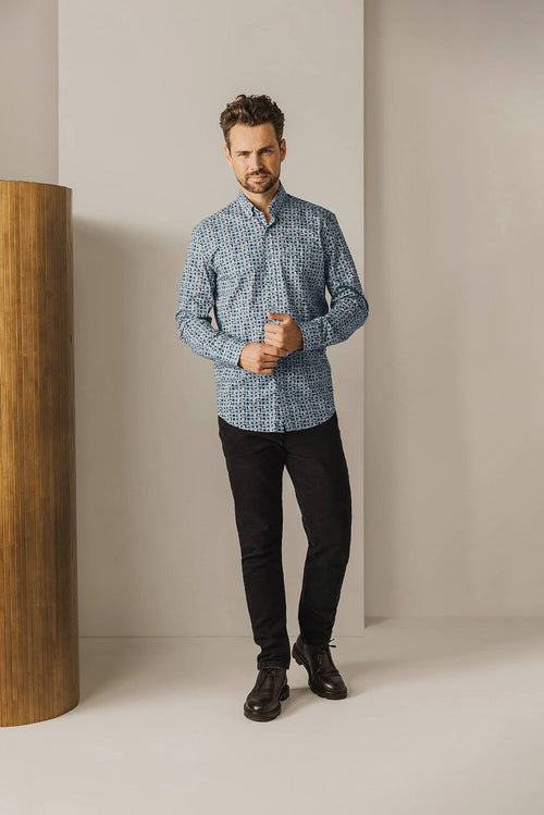 State of Art overhemd print swirls groen | Regular-fit