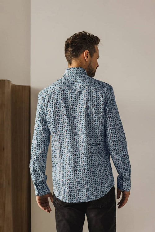 State of Art overhemd print swirls groen | Regular-fit