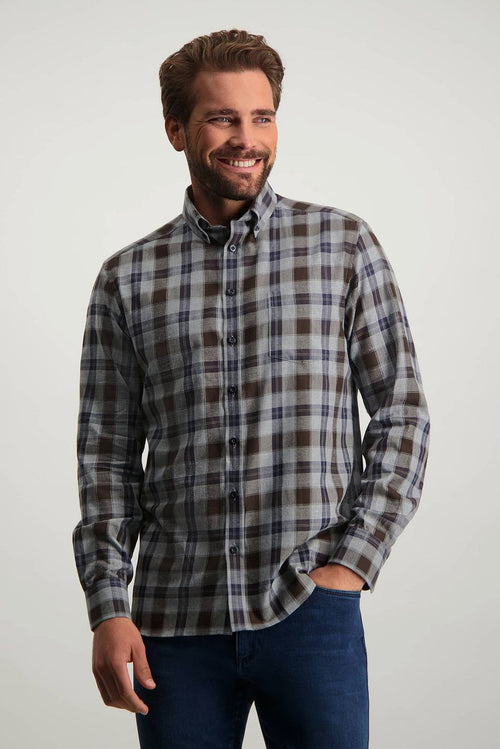 State of Art overhemd ruiten grijs | Regular-fit