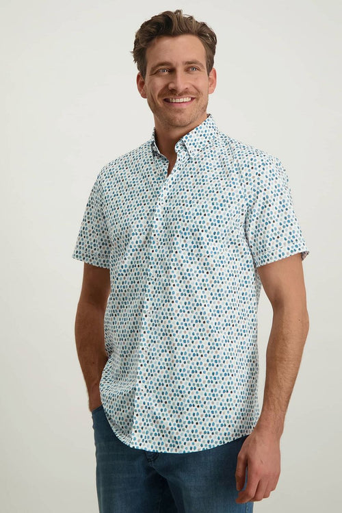 State of Art overhemd shortsleeve print blauw | Regular-fit