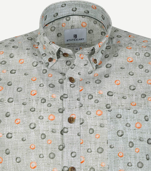 State of Art overhemd stippen grijs | Regular-fit