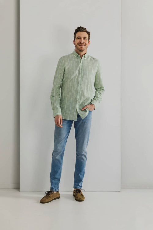 State of Art overhemd streep groen | Regular-fit