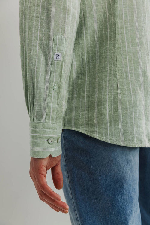 State of Art overhemd streep groen | Regular-fit