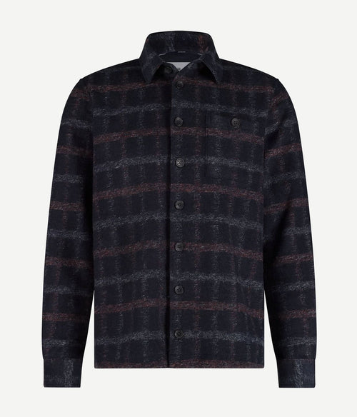 State of Art overshirt wolblend ruit donkerblauw | Regular-fit