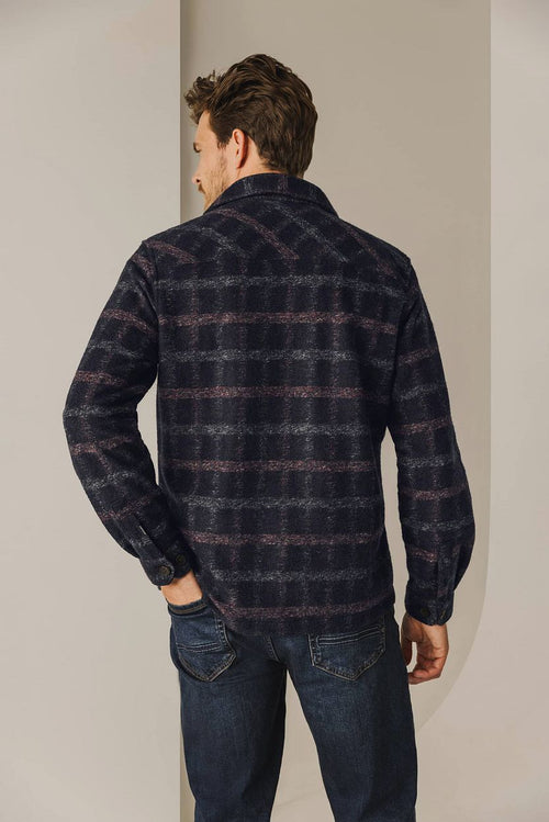 State of Art overshirt wolblend ruit donkerblauw | Regular-fit