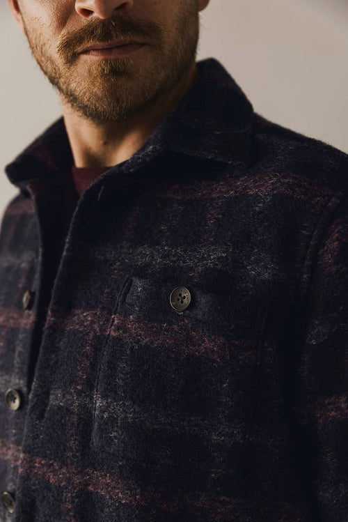 State of Art overshirt wolblend ruit donkerblauw | Regular-fit