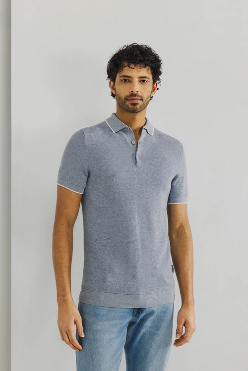 State of Art pique polo blauwgrijs