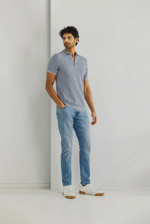 State of Art pique polo blauwgrijs