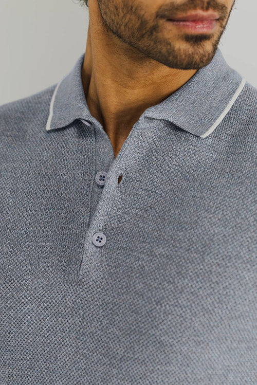 State of Art pique polo blauwgrijs