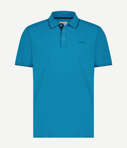 State of Art pique polo petrol blauw