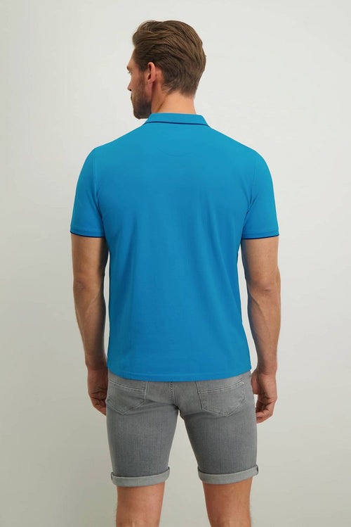 State of Art pique polo petrol blauw
