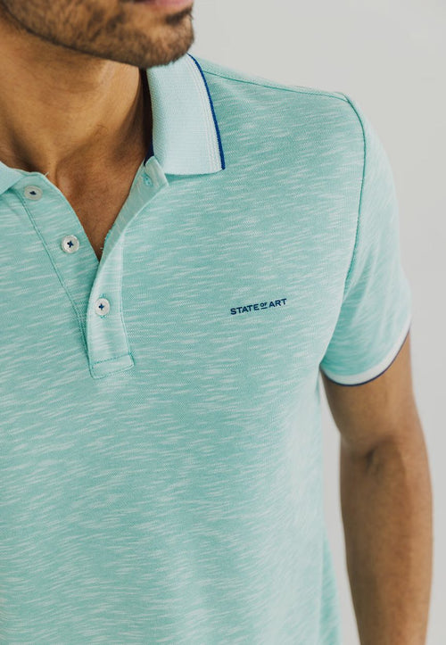 State of Art polo slubmelange lichtblauw