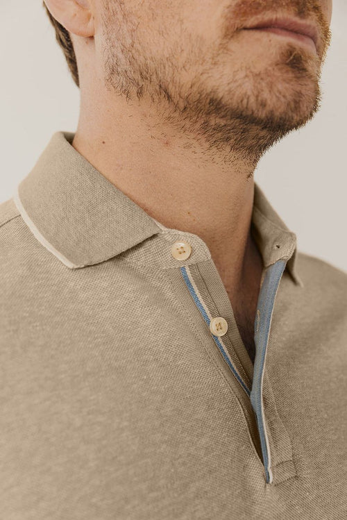 State of Art polo Oxford placketdetail beige