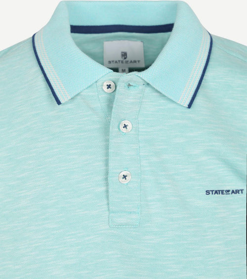 State of Art polo slubmelange lichtblauw