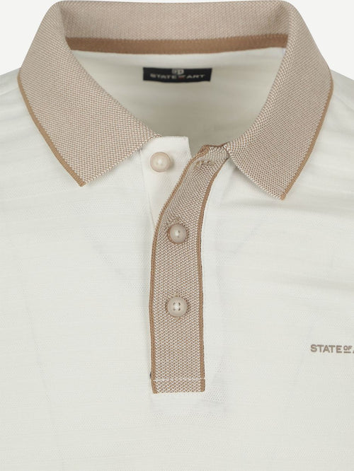 State of Art poloshirt jersey structured stripe wit