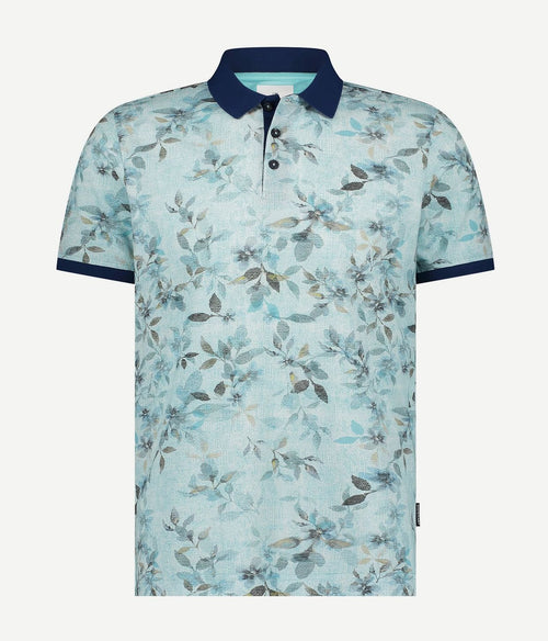 State of Art poloshirt piqué print lichtblauw