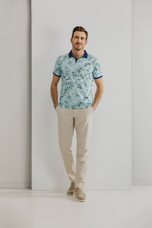 State of Art poloshirt piqué print lichtblauw