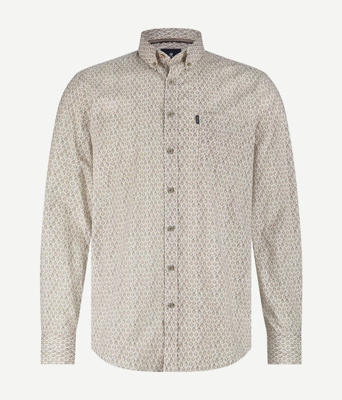 State of Art shirt poplin print beige | Regular-fit