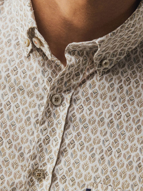 State of Art shirt poplin print beige | Regular-fit