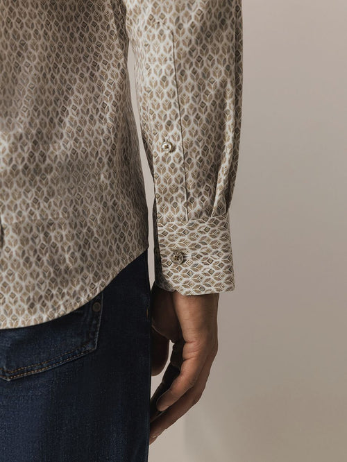 State of Art shirt poplin print beige | Regular-fit