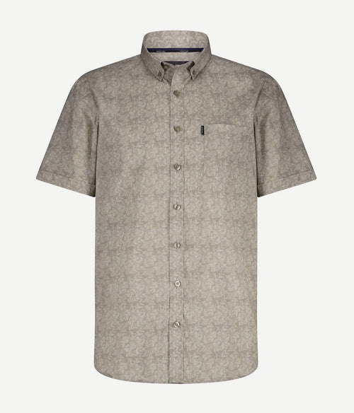 State of Art short sleeve overhemd leafs beige | Regular-fit