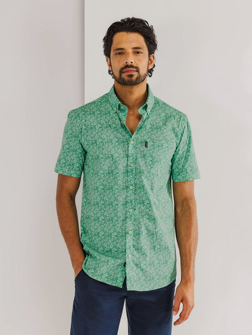 State of Art short sleeve overhemd leafs groen | Regular-fit