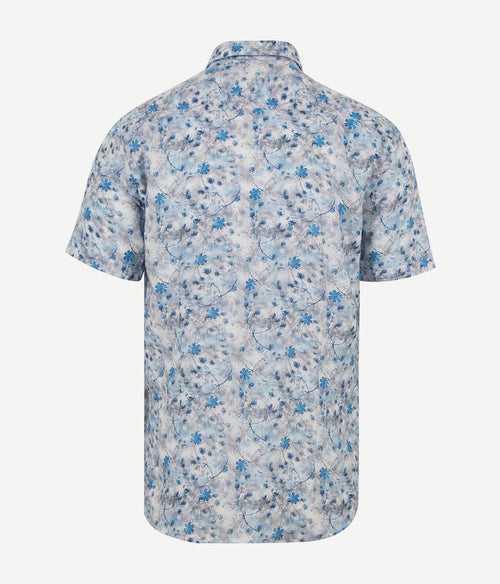 State of Art short sleeve overhemd print bloem blauw | Regular-fit