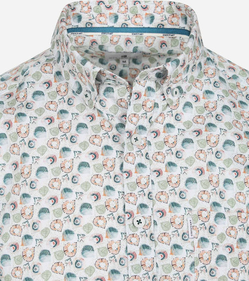 State of Art short sleeve overhemd print twill lichtblauw | Regular-fit