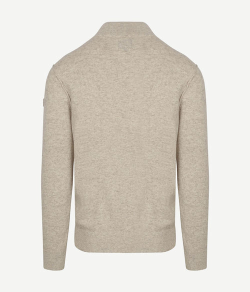 State of Art halve rits trui wool blend melange greige | Regular-fit