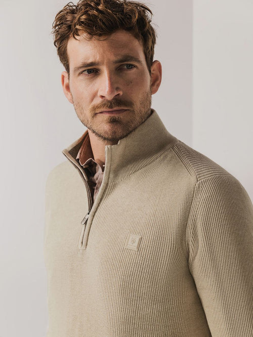 State of Art halve rits trui ecru | Regular-fit