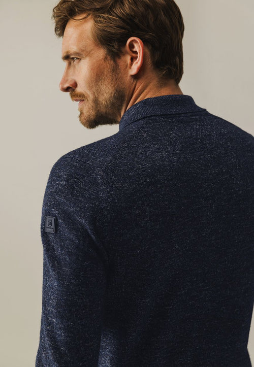 State of Art trui polokraag melange donkerblauw | Regular-fit