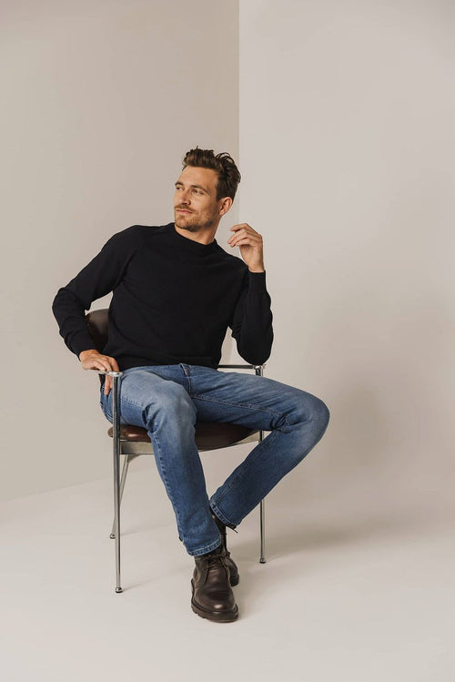 State of Art trui structure contrast donkerblauw | Regular-fit
