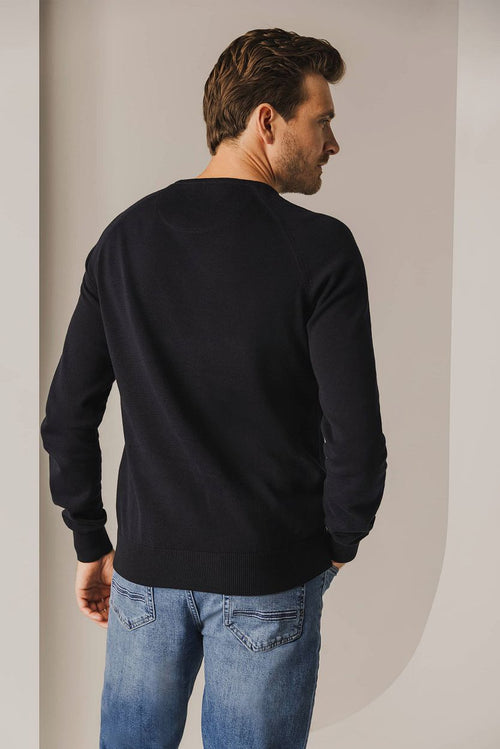 State of Art trui structure contrast donkerblauw | Regular-fit