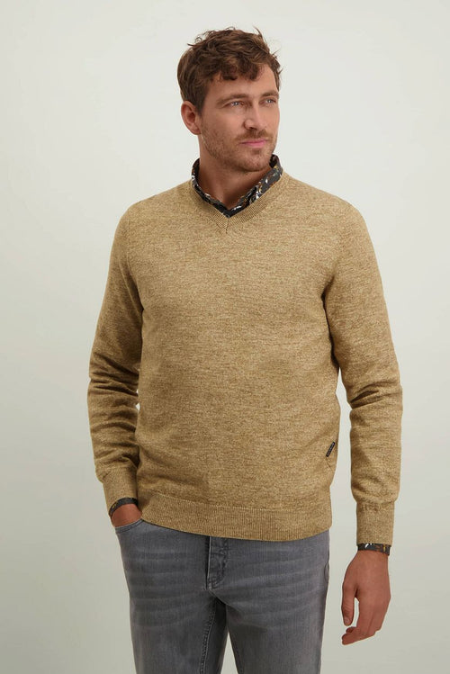 State of Art trui v-hals beige melange | Regular-fit
