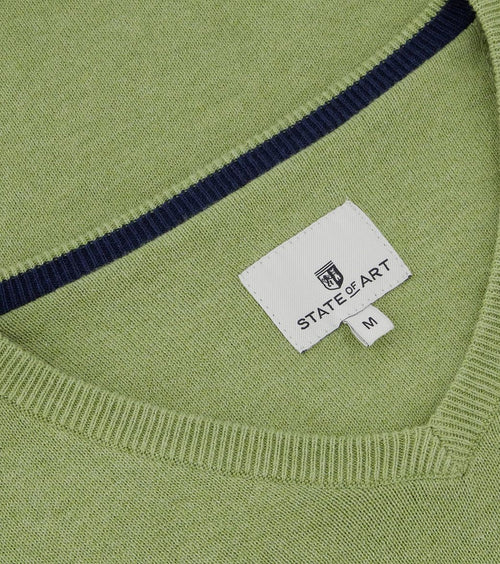 State of Art trui v-hals groen | Regular-fit