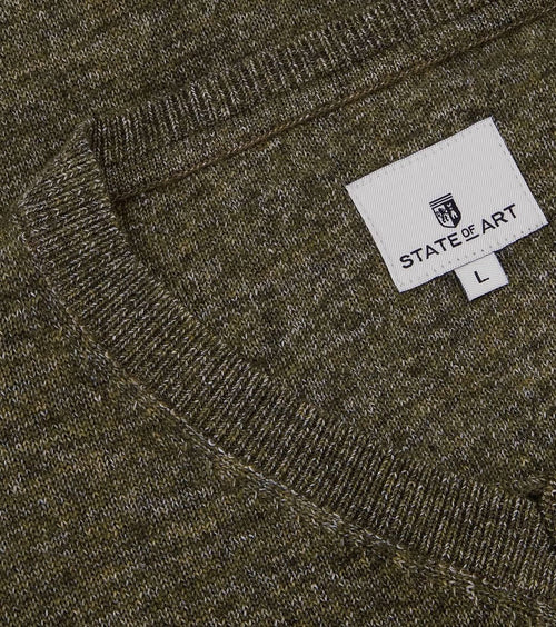 State of Art trui v-hals groen melange | Regular-fit