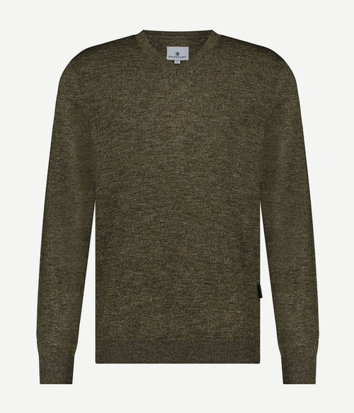State of Art trui v-hals groen melange | Regular-fit