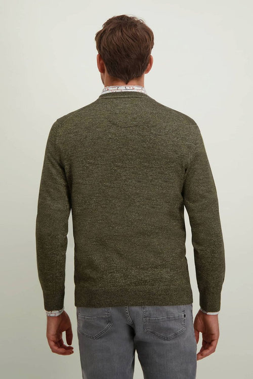 State of Art trui v-hals groen melange | Regular-fit