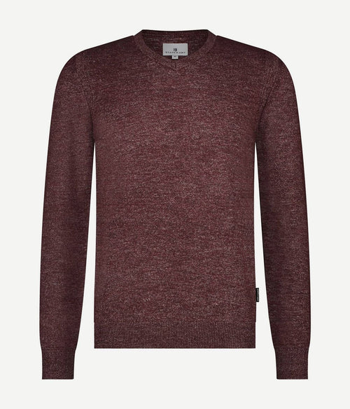 State of Art trui v-hals melange bordeaux | Regular-fit