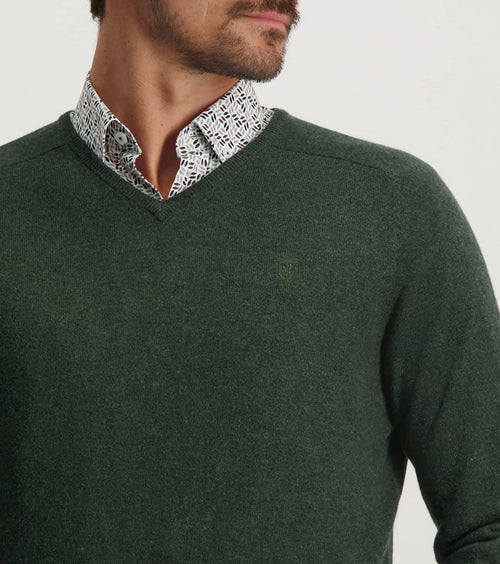 State of Art trui v-hals mosgroen | Regular-fit