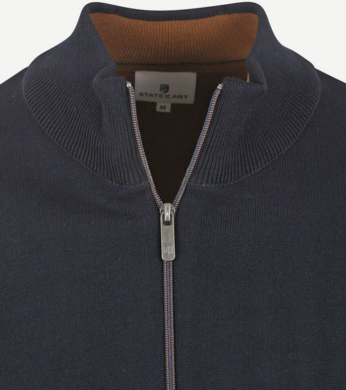 State of Art vest fine contrast wolblend donkerblauw | Regular-fit