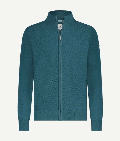 State of Art vest zip structuur petrol groen | Regular-fit