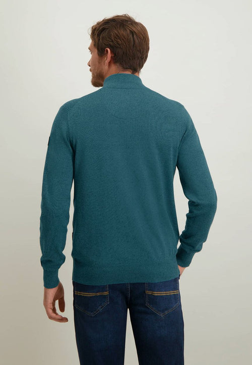 State of Art vest zip structuur petrol groen | Regular-fit